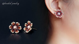 How to make beaded stud earring. Pentas earrings. Jewelry making