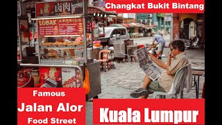 4k,Kuala lumpur walking tour Jalan Alor famous food street, Malaysia.  known for  delicious dishes