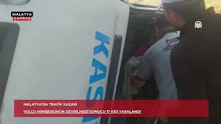 Yolcu minibüsünün devrilmesi sonucu 17 kişi yaralandı