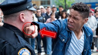 Racist policeman punches a young black man and is shocked when he hits back...