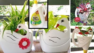 sun plus liquid detergent bottle reuse/Two cute pots from one liquid detergent bottle/recycling idea