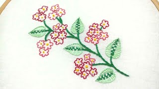 Flower Twig,hand embroidery of a flower twid with easy stitches