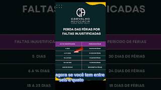 Faltas Injustificadas e as Férias #dinheiro #ferias #advogado #trabalho