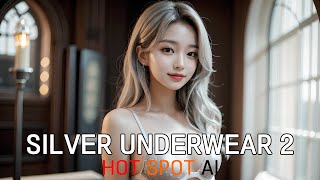 AI Art Lookbook 4K | Серебряное нижнее белье 2 | Показ мод нижнего белья | ИИ Красавица Девушка