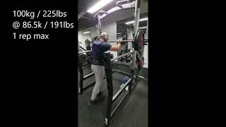 100kg / 225lbs Overhead Press @ 86.5kg / 191lbs bw~