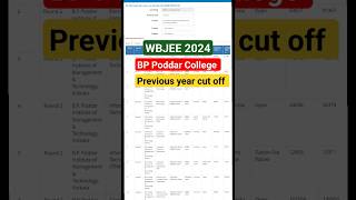 Bp poddar college cutoff #wbjee2024 #wbjee