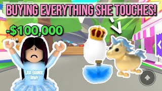 Buying Everything My Golden Unicorn Touches In Adopt Me! (Roblox)