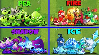 Random 4 Team PEA x FIRE x SHADOW x ICE Battlez - Who Will Win? - Pvz 2 Team Plant vs Team Plant