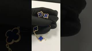 18K Gold Van Cleef Alhambra Bracelet Blue Agate #18kbracelet #alhambra #vancleefarpels