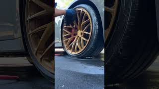 How I detail a wheel in 30 SECONDS! - satisfying wheel clean👀 #shorts #detailing