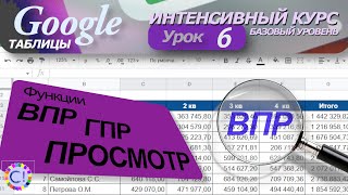 Функции ВПР, ГПР и ПРОСМОТР. Интенсивный курс "Гугл таблицы" урок 6