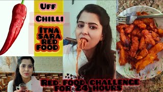 valentine's Day special | I only ate RED FOOD for 24 HOURS ❤️YUMMM❤️  | chatkarabyAkanksha