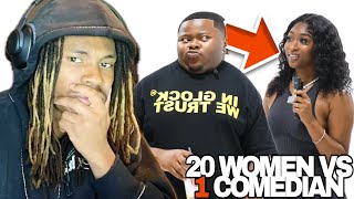 |THIS 20 V 1 IS HISTORICALY HILARIOUS| 20 WOMEN VS 1 COMEDIAN: NO NECK JAYY| (REACTION)