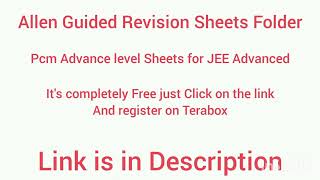 Allen Guided Revision Sheets For Jee Advanced | Guided revision sheets #allen | Jee Advanced | Free