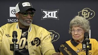 Miss Peggy joins Deion Sanders' press conference on her 100th birthday 🎂 | ESPN College Football