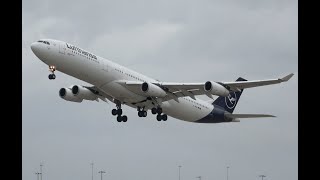 Lufthansa A340-300 27R take off, DTW