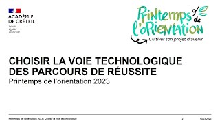 Webinaire : Choisir la voie technologique : des parcours de réussite