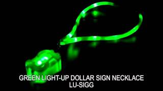 Light Up Dollar Sign Necklace- Green