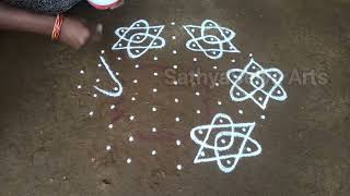 7 x 5 dots cross dots simple beautiful friday sikku kolam | trending kambi kolam | SathyaSelva Arts