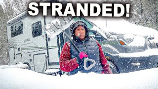 STUCK IN A BLIZZARD! Surviving a Heavy Winter Snow Storm in My Camper Van Alone (RV Life)