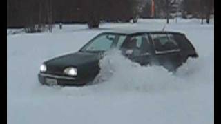 VW Golf VR6 in deep snow