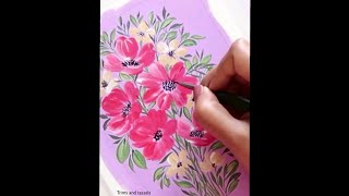 #shorts / how to paint easy one stroke floral bouquet /acrylic painting