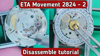 How to service ETA movement 2824-2 |  Disassemble tutorial