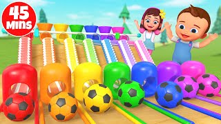 Learn Colors for Children with Color Soccer Balls Wooden Toys 3D Animation | Preschool Toddlers Edu