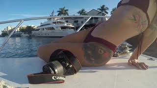 Samantha modeling on @soflo.sportfishing boat (Fort Lauderdale, Florida)