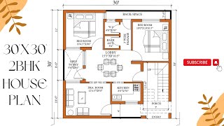 30 by 30 2BHK House Design | 30X30 | 30*30 | Low Budget House Design | 100Gaj | 900 SQFT