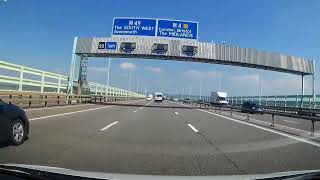 Car Journey across the Second Severn Crossing Bridge from Wales to England, and Vice Versa