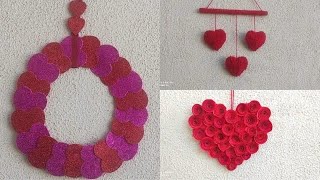 Easy Paper&Woolen Hanging making at home!! DIY!! Valentine special Gift Idea!! DIY Room Decor Idea!!