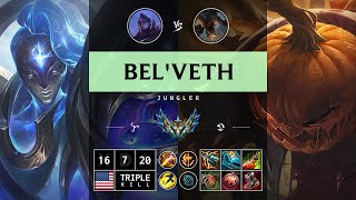 Bel'Veth Jungle vs Fiddlesticks: Triple Kill, Godlike - NA Challenger Patch 14.15