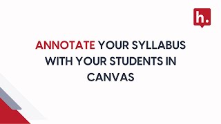 Annotate your syllabus with your students in Canvas