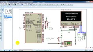 Proteus simulation for PIC16F877A with SSD1306 OLED and DS18B20 sensor