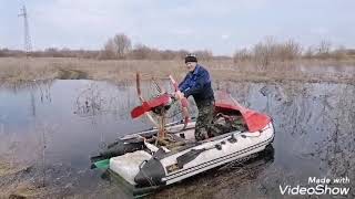 аэролодка, продолжение испытания с 9л,с.двигателем на воде.