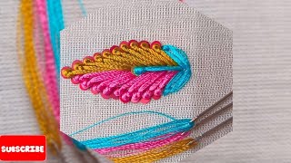 hand embroidery resham work french knot leaf design long hand work kadhai designs zardozi work