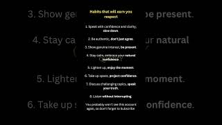 Habits That Will Earn You Respect Save For Later #motivation #fyp