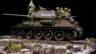 "In Pursuit" - Let's Paint a T-34/85 Diorama with Heavy Mud and Wet Snow Realistic Landscape (1/35)