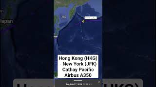 Hong Kong (HKG) - New York (JFK) Cathay Pacific Airbus A350 #shorts