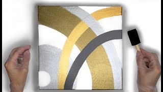 Abstract Acrylic Painting Technique Mixing Gold and Silver Tones