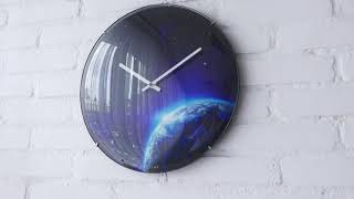 NeXtime - Wall clock - Ø 35 cm - Dome Glass - Glow-in-the-dark-  'Globe dome'