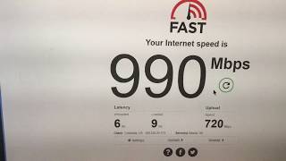 AT&T Fiber Gigibit internet example Speed Test.