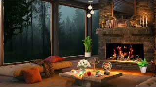 Rainy Day Hideaway Complete Forest Cabin Serenity with the Warm Embrace of a Crackling Fireplace 🌧️🔥