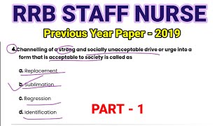 RRB Staff Nurse Previous Year Paper with Solution || Part - 1 ||