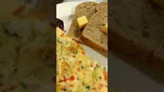 Fluffy Omelette with brown Bread Toast & fry egg Breakfast