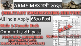 MES Recruitment 2022||MES Vacancy 2022||Military Engineering Service Vacancy 2022||MES Bharti 2022||