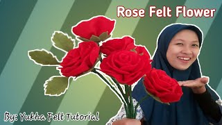 How to make rose felt flower || Cara Membuat Bunga Mawar Dari Kain Flanel