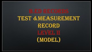 Test & measurement record level 2 diagnostic test 1/model for test and measurement diagnostic test