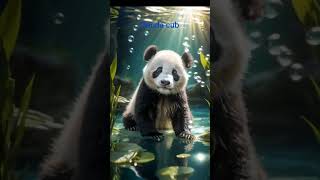 "Bubble Bliss: A Panda Cub's Playful Dive"